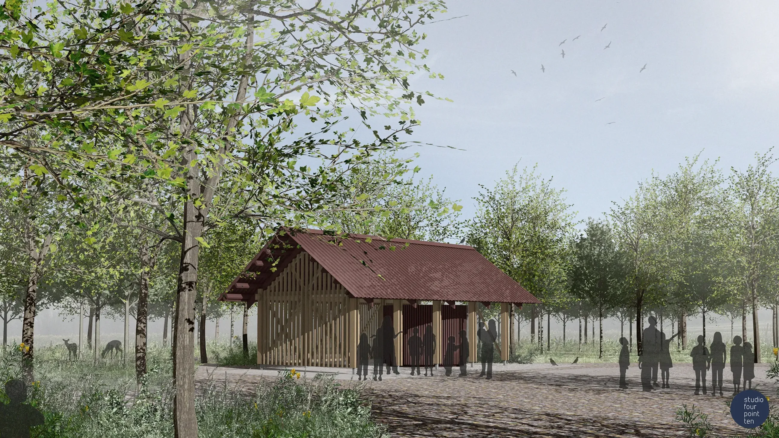 An artists impression of the forest shelter